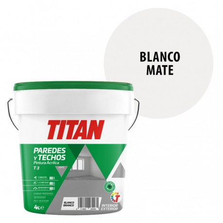 Pintura Plastica Acrilica Titan T3 Interior Blanco Mate