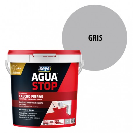 Impermeabilizante AguaStop Ceys Caucho Fibras color Gris 5 y 20 kilos