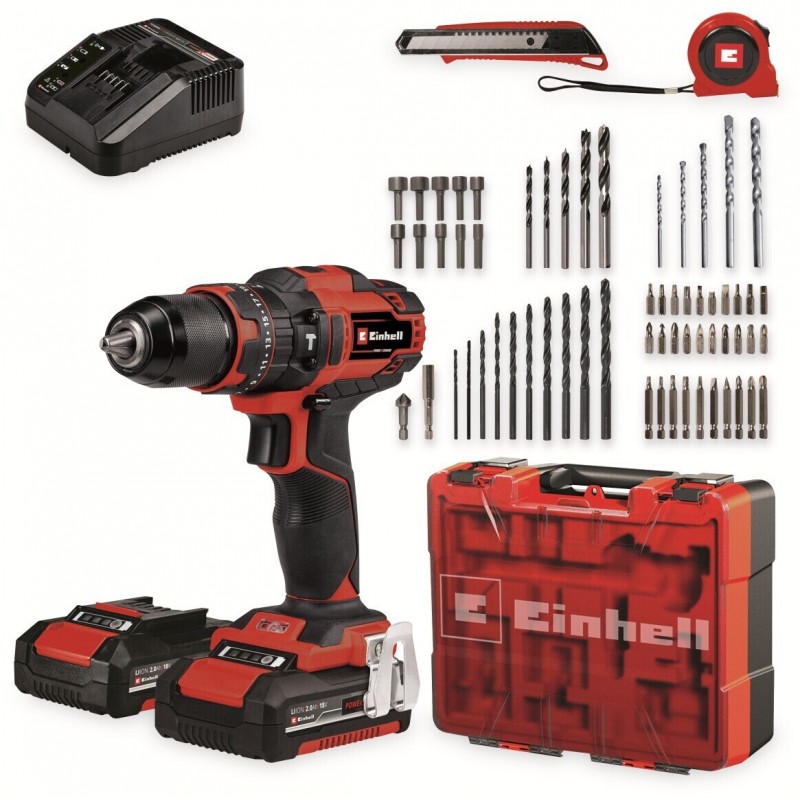 Einhell TE-CD Power X-Change 18-Volt Cordless 3/8-Inch Variable Speed  Drill/Driver, w/ 310 In-Lbs Torque, 20+1 Torque Settings, 550-RPM MAX, LED  Light