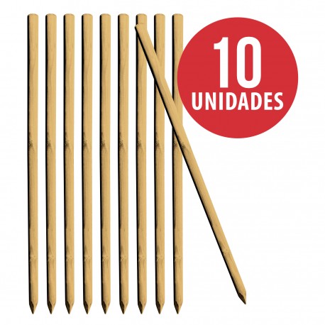 Poste madera tratada, torneado cilindrico 5x150 cm tutor Pack 10 uds