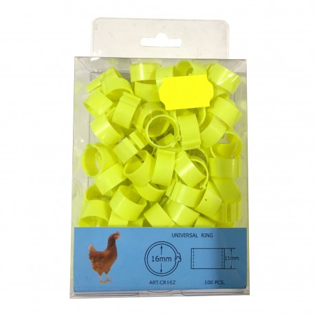 Anillas para gallinas Color Amarillo Pack 100 unidades