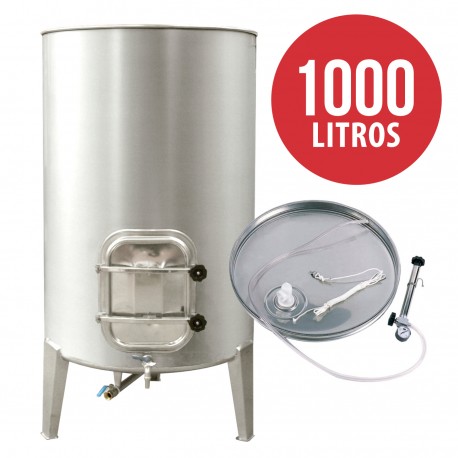 Deposito Inox 1000 L Cuba para vino Puerta lateral Cierre Neumatico