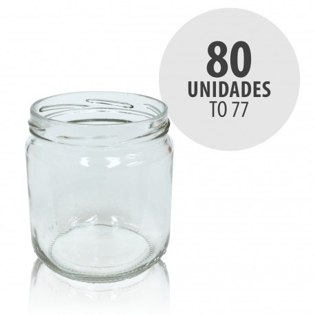 Bote Tarro cristal V 370 ml TO 77 sin tapa 80 Unidades Bote Tarro cristal V 370 ml TO 77 sin tapa 80 Unidades