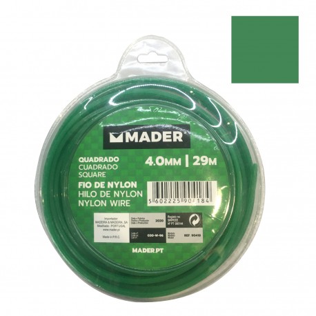 Hilo Desbrozadora Nylon Cuadrado Mader 4 mm x 29 m 