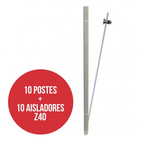 Poste PASTOR fibra de 120 cm - Pack 10 uds con aislador Z40