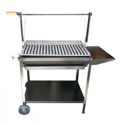 Barbacoa con Ruedas Parrilla 765x480 acero inox en V