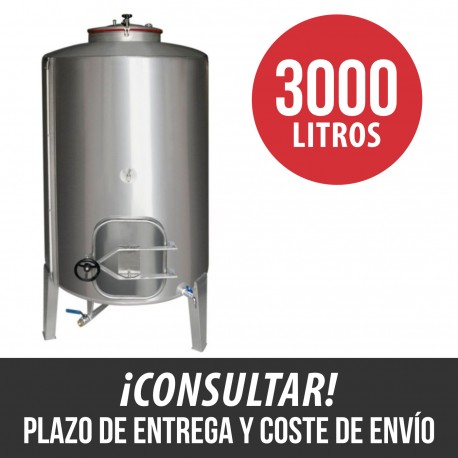 Cuba para vino 3000 L Deposito acero Inox Puerta Superior y Lateral