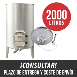 Cuba depósito Acero Inox 2000 L Cierre Neumático y Puerta Lateral