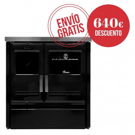 Cocina de leña cerrada Lacunza ETNA 5T SV Vitrocerámica