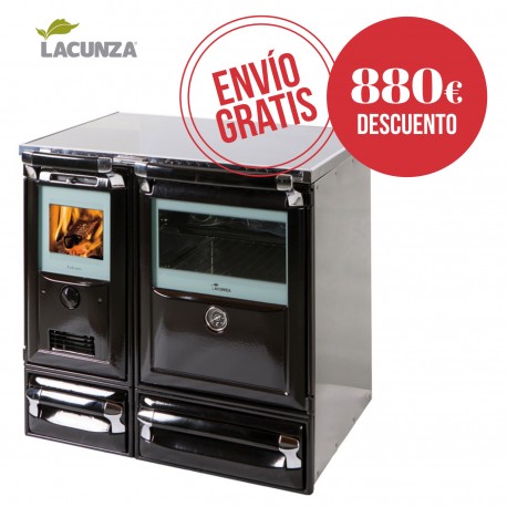 Cocina de leña Lacunza Modelo Vulcano Vitrocerámica