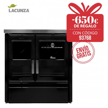 Cocina de leña cerrada Lacunza ETNA 5T SV Vitrocerámica