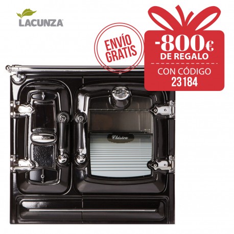 Cocina de leña cerrada Lacunza Clásica 7T SV Vitrocerámica