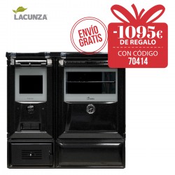 Cocina de leña cerrada Lacunza Vulcano 7T E5 SV Vitrocerámica Potencia max 30,5 kw