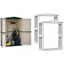 CASETA COBERTIZO RESINA JARDIN TUSCANY EVO 100 PUERTA REVERSIBLE GARDIUN -  CASETAS Y COBERTIZOS JARDIN - CASETAS COBERTIZOS RESINA JARDIN GARDIUN -  Casetas y Cobertizos de Resina para Jardin en España, Piscinas Gre