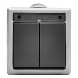 Doble interruptor Superficie Estanco IP55 Famatel 19076 Serie AQUANT 55