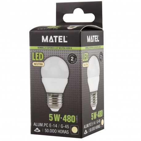 Bombilla led esferica E14 5w