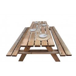 Table De Pique-nique GARDIUN Avec Bancs Intégrés - Bois Traité Pin Massif - 198x154x74 Cm - Pour 6-8 Personnes - Pliable