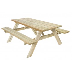 Mesa de madera picnic Gardiun KSU12893 bancos abatibles 8 comensales