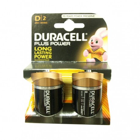 Pila Tipo D Duracell Plus Power LR20 Pack 2 unidades