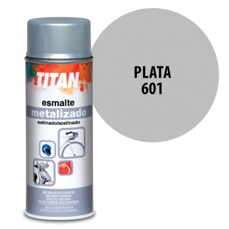 Spray Esmalte Metalizado 601 Plata Titan Interior-Exterior Brillo